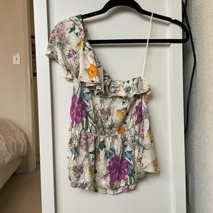 H&M one shoulder floral top | size S